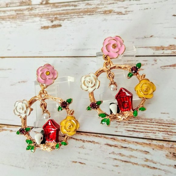 Floral Village Hoop Earrings - Picture 2 of 3